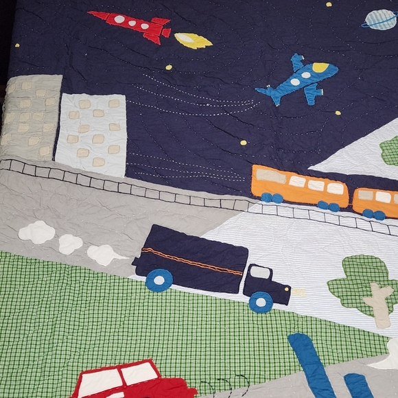 Pottery Barn Kids Brody Quilt & Standard Sham (Transportation) Size Full/Queen - Picture 7 of 15